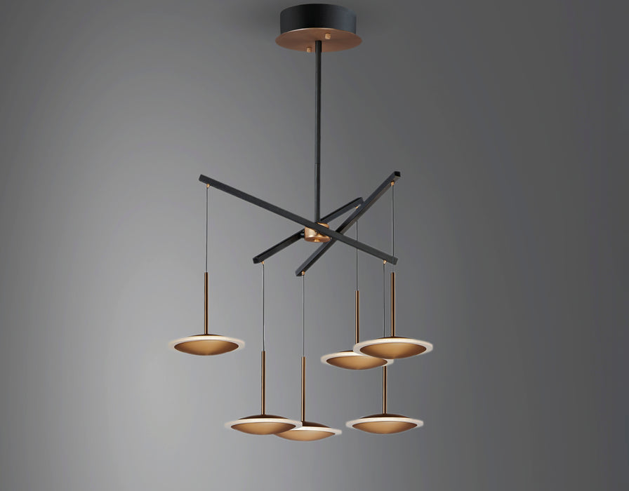 ET2 Saucer 6-Light LED Pendant Model: E21546-90BKGLD