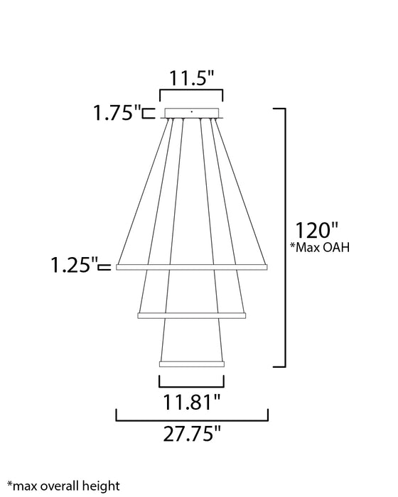 ET2 Quad 3-Tier LED Pendant Model: E22407-BZ