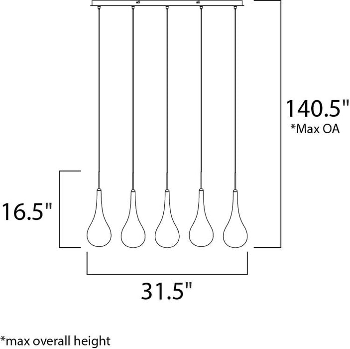 ET2 Larmes 5-Light LED Pendant Model: E23125-18PC