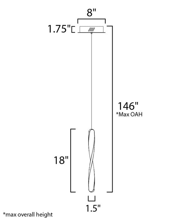 ET2 Pirouette 1-Light LED Pendant Model: E24151-BK