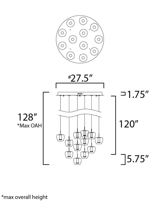 ET2 Newton 12-Light LED Pendant Model: E24167-18BKGLD