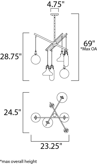 ET2 Kem 6-Light Pendant Model: E24306-18PC