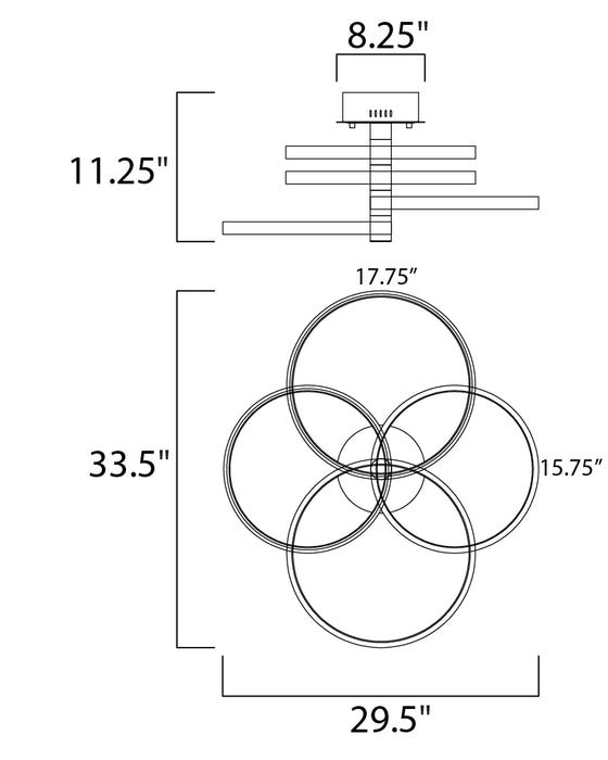 ET2 Hoopla 4-Light LED Semi-Flush Model: E24324-BKGLD