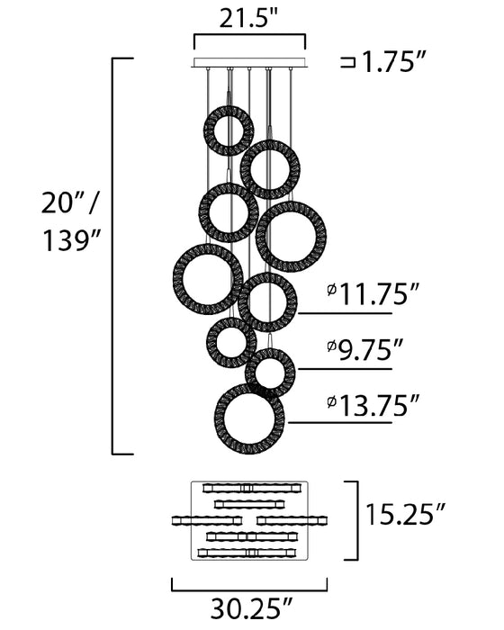 ET2 Charm 9-Light LED Pendant Model: E30568-20PC