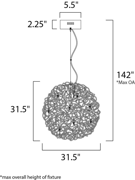 ET2 Dazed 25-Light LED Pendant Model: E32576-PC