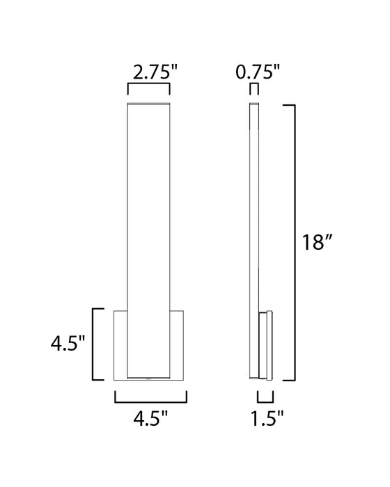 ET2 Alumilux: Line 18 LED Outdoor Wall Sconce Model: E41342-BK