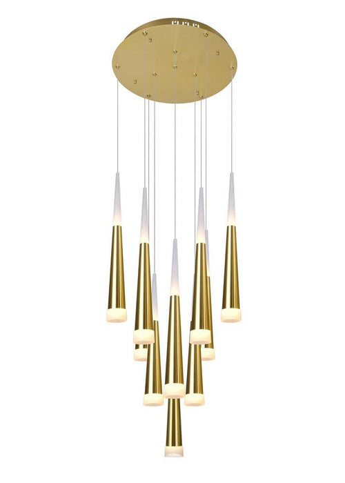 CWI Lighting Andes LED Multi Light Pendant With Gold Leaf Finish Model: 1103P16-10-619