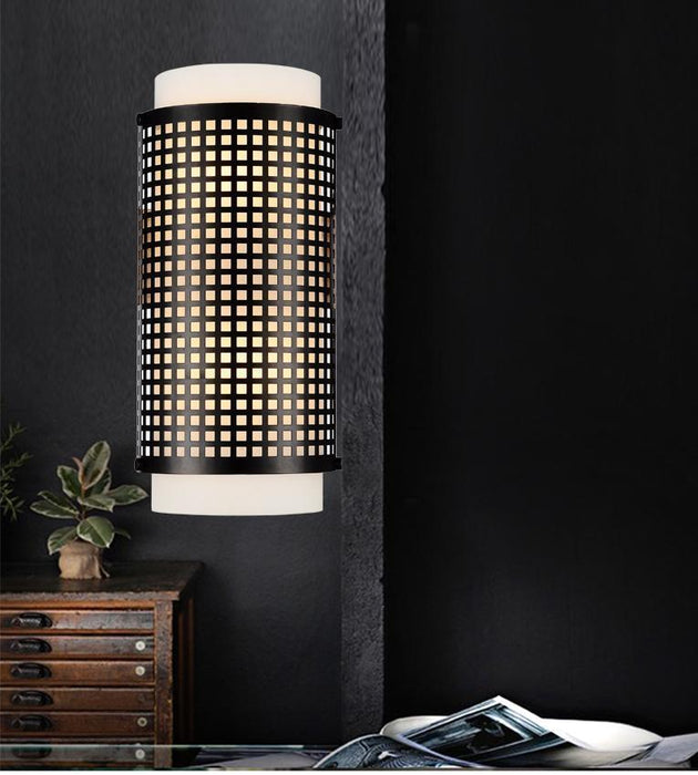 CWI Lighting Checkered 2 Light Wall Sconce With Black Finish Model: 5209W6B