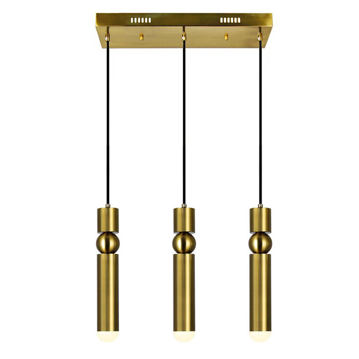 CWI Lighting Chime LED Islan Pool Table Chandelier With Brass Model: 1225P20-3-625