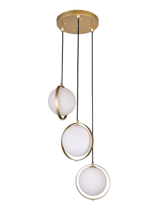 CWI Lighting Da Vinci 3 Light Multi Light Pendant With Brass Finish Model: 1153P16-3-169