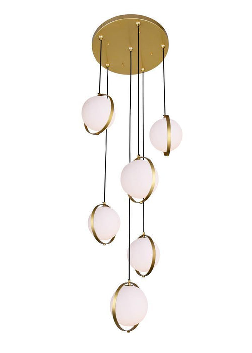 CWI Lighting Da Vinci 6 Light Multi Light Pendant With Brass Finish Model: 1153P24-6-169