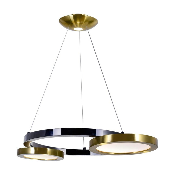 CWI Lighting Deux Lunes LED Chandelier With Brass & Pearl Black Model: 1215P20-2-625