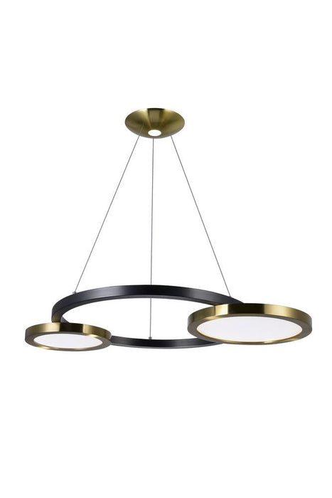 CWI Lighting Deux Lunes LED Chandelier With Brass & Pearl Black Model: 1215P29-2-625