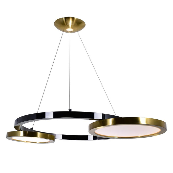 CWI Lighting Deux Lunes LED Chandelier With Brass & Pearl Black Model: 1215P37-2-625