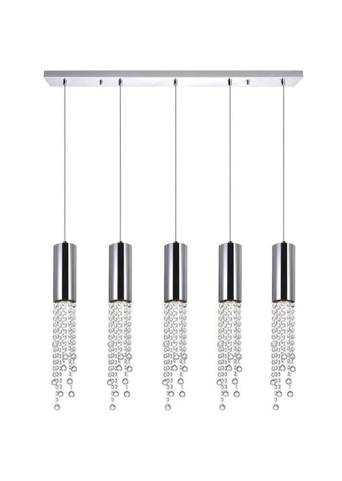 CWI Lighting Extended 5 Light Multi Light Pendant With Chrome Model: 5081P40C-RC