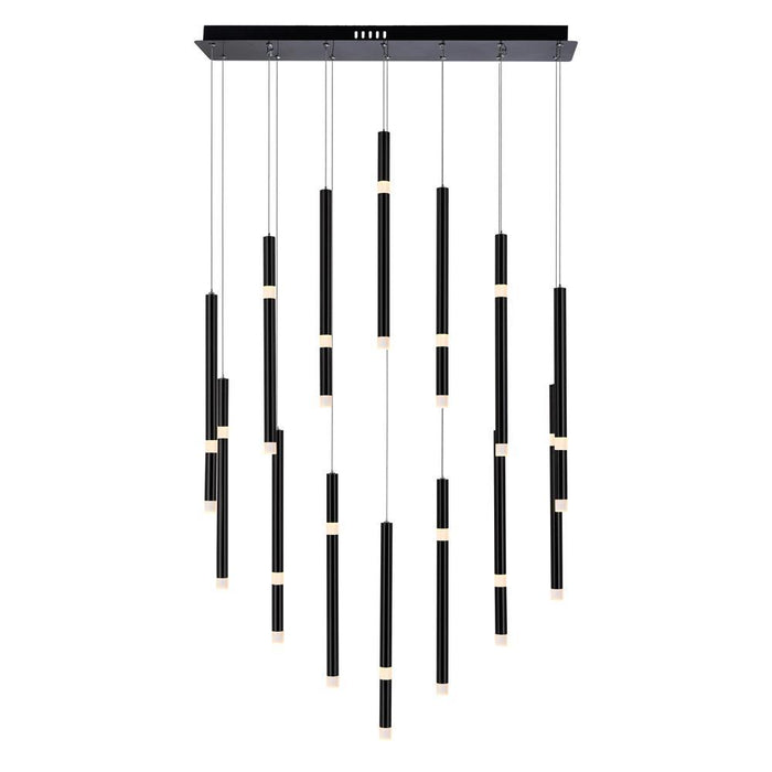 CWI Lighting Flute 14 Light LED Chandelier With Black Finish Model: 1262P32-14-101