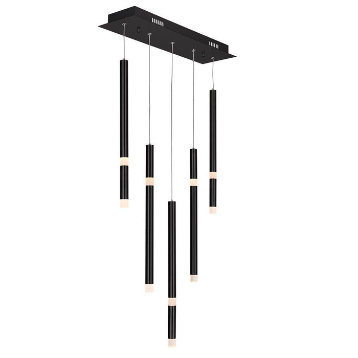 CWI Lighting Flute 5 Light LED Chandelier With Black Finish Model: 1262P22-5-101