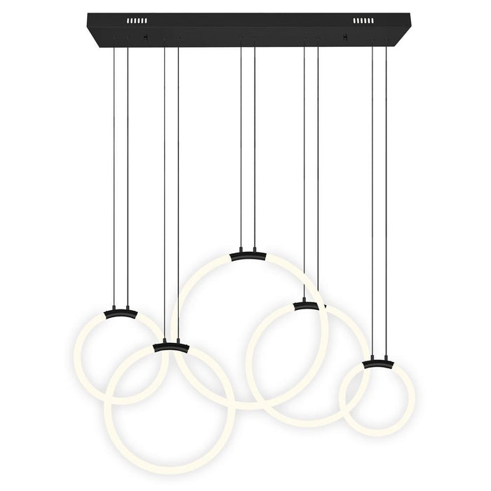 CWI Lighting Hoops 5 Light LED Chandelier With Black Finish Model: 1273P44-5-101-RC