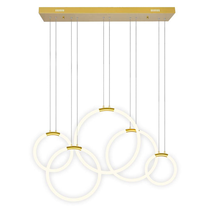 CWI Lighting Hoops 5 Light LED Chandelier With Satin Gold Finish Model: 1273P44-5-602-RC