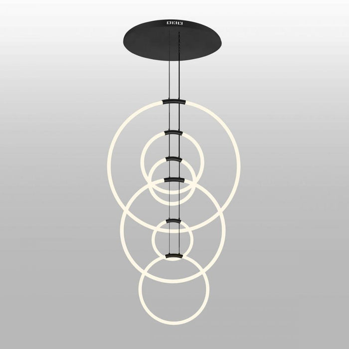 CWI Lighting Hoops 6 Light LED Chandelier With Black Finish Model: 1273P35-6-101-R