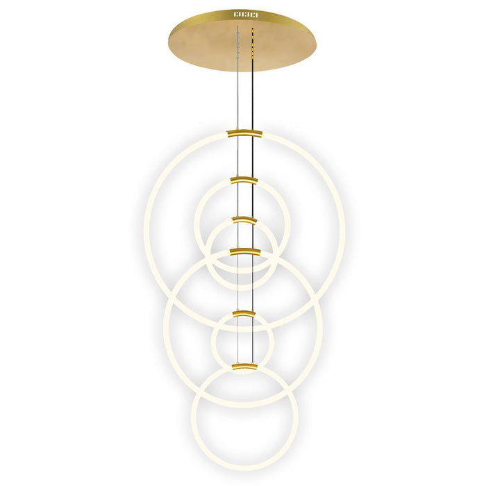 CWI Lighting Hoops 6 Light LED Chandelier With Satin Gold Finish Model: 1273P35-6-602-R