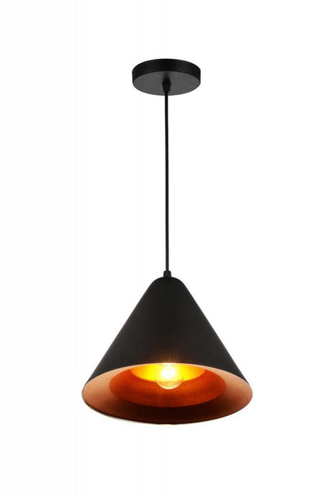 CWI Lighting Keila 1 Light Down Pendant With Black & Gold Finish Model: 9666P10-1-143