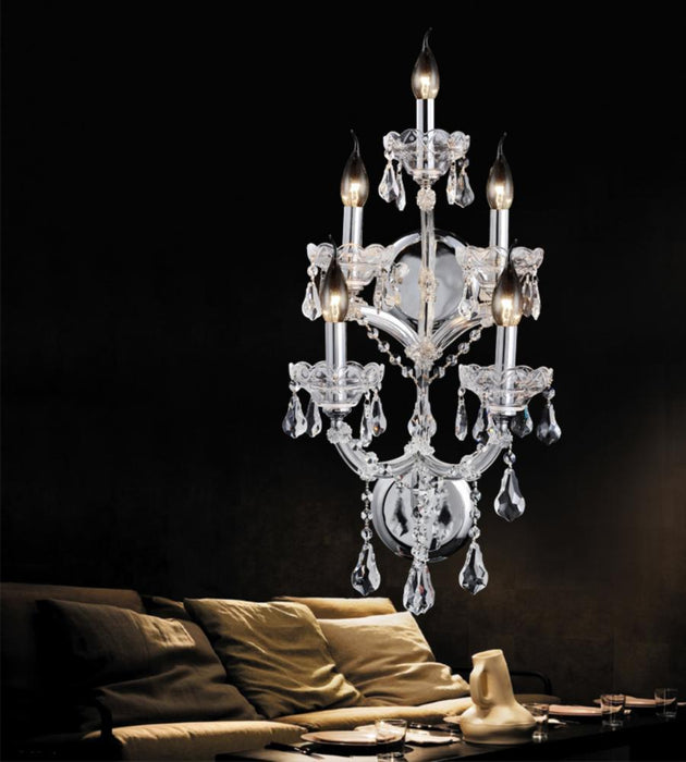 CWI Lighting Maria Theresa 5 Light Wall Sconce With Chrome Finish Model: 8318W12C-5 (CLEAR)