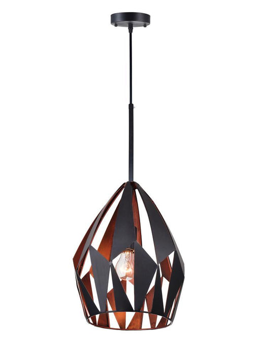 CWI Lighting Oxide 1 Light Down Pendant With Black+copper Finish Model: 1114P12-1-271