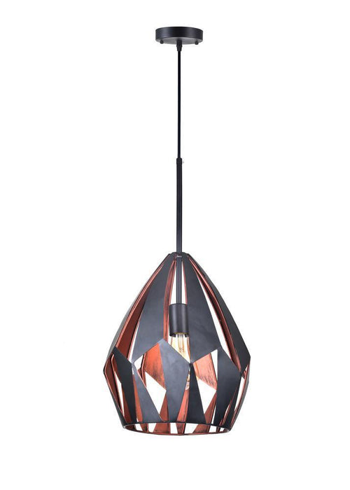 CWI Lighting Oxide 1 Light Down Pendant With Black+copper Finish Model: 1114P16-1-271