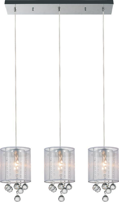 CWI Lighting Radiant 3 Light Multi Light Pendant With Chrome Model: 5062P24C-3 (CLEAR + W)