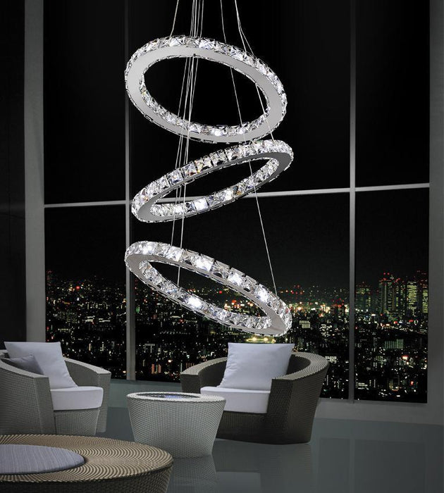 CWI Lighting Ring LED Chandelier With Chrome Finish Model: 5080P16ST-3R