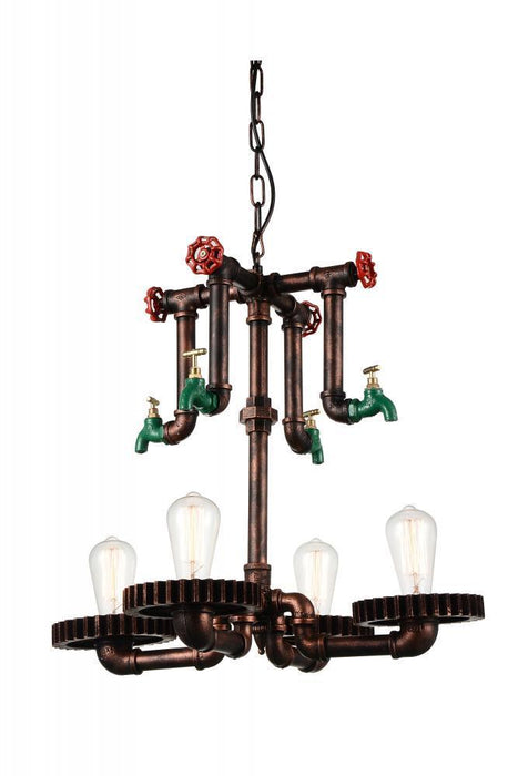 CWI Lighting Soto 4 Light Up Chandelier With Speckled Copper Model: 9724P23-4-210