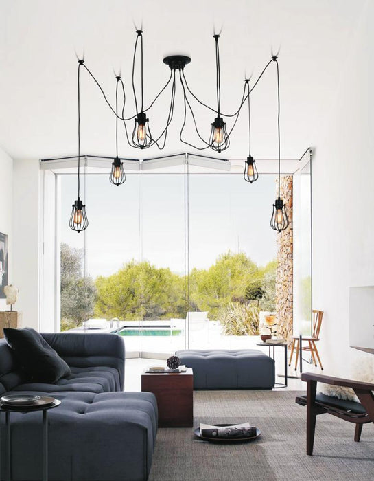 CWI Lighting Tomaso 6 Light Multi Light Pendant With Black Finish Model: 9610P28-6-101