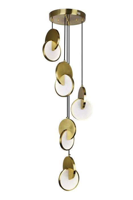 CWI Lighting Tranche LED Pendant With Brushed Brass Finish Model: 1206P18-5-629