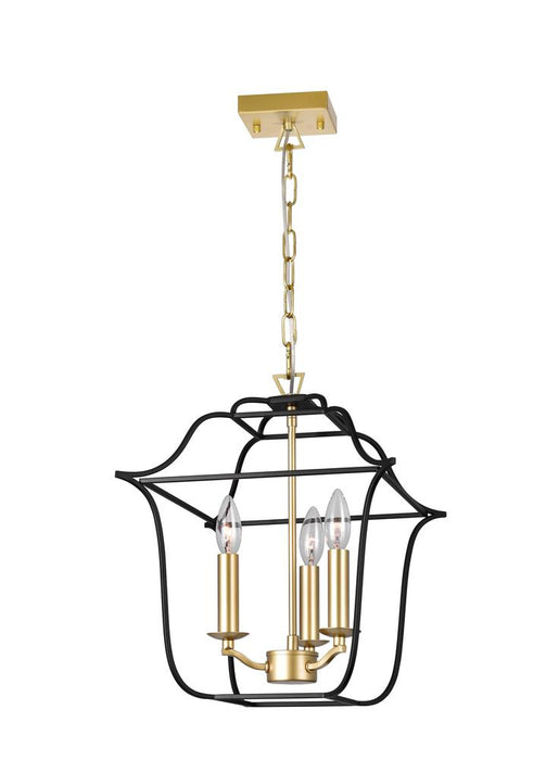 CWI Lighting Tudor 3 Light Pendant With Satin Gold & Black Model: 1223P12-3-602