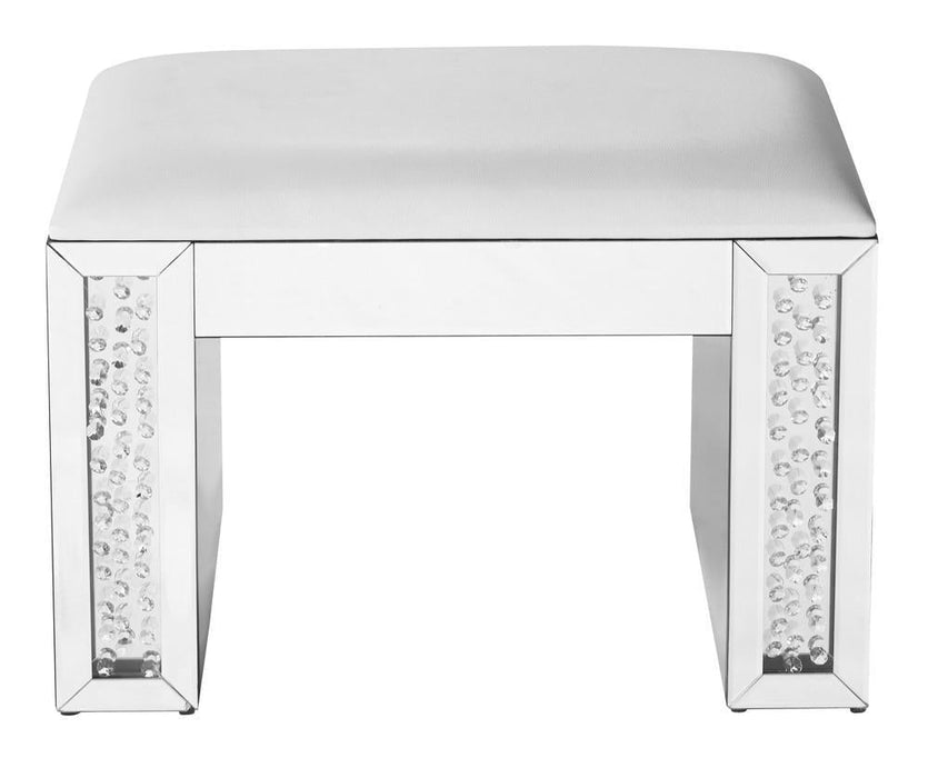 Elegant Decor Modern 26 Inch Crystal Vanity Leather Stool In Clear Model: MF91018