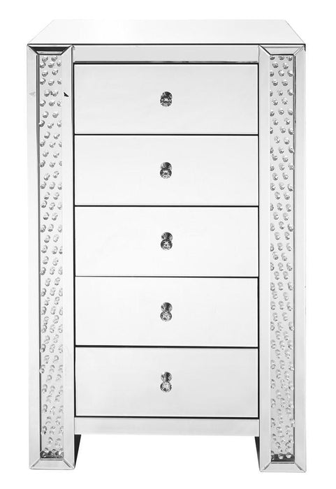 Elegant Decor Modern 29 Inch Crystal Five Drawers Chest In Clear Model: MF91005