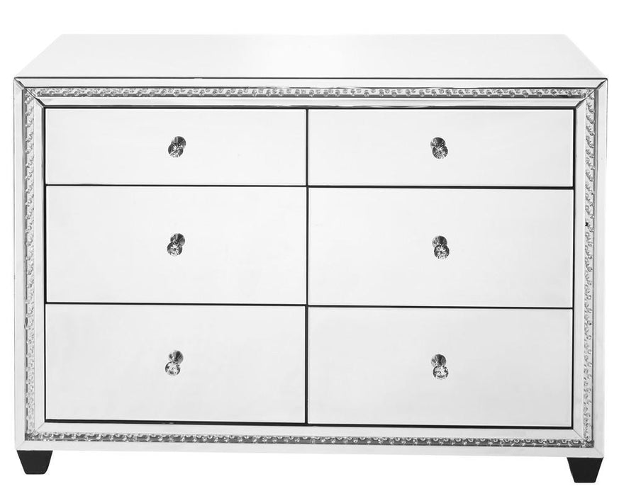 Elegant Decor Modern 47 Inch Crystal Six Drawers Cabinet In Clear Model: MF91011