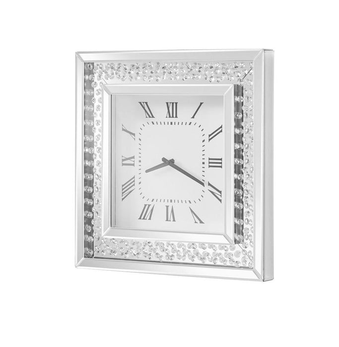 Elegant Lighting 1 Light Sparkle 20 Inch . Contemporary Crystal Square Wall Clock Inch Clear Model: MR9114