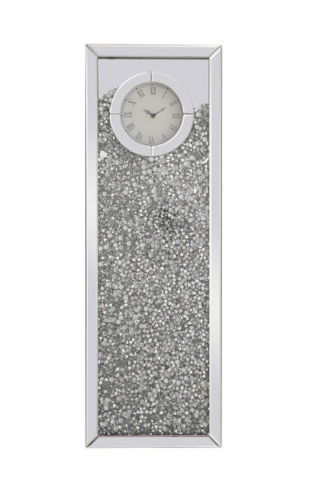 Elegant Lighting 12 Inch Rectangle Crystal Wall Clock Silver Royal Cut Crystal Model: MR9206