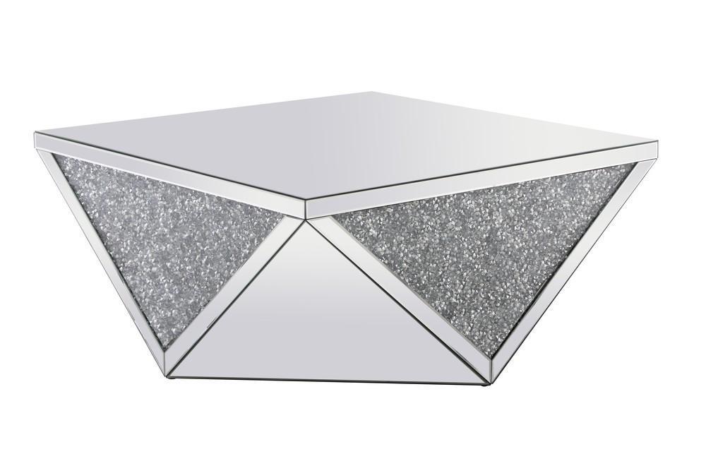 Elegant Decor 38 Inch Square Crystal Coffee Table Silver Royal Cut Crystal Model: MF92005