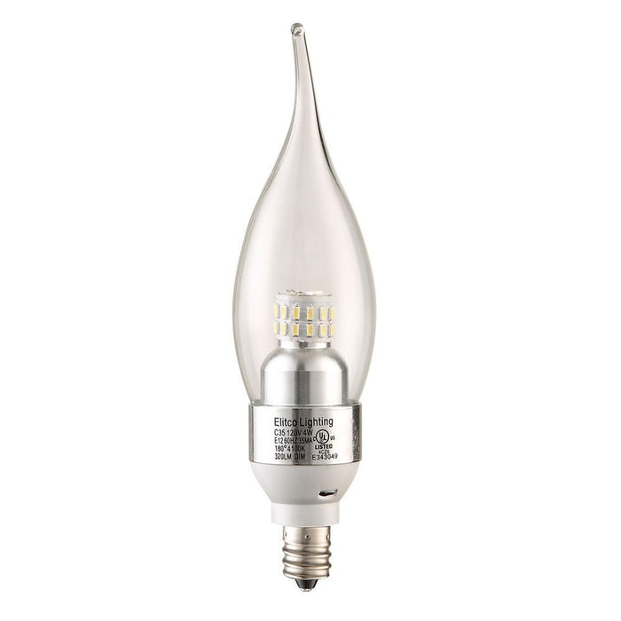 Elitco Lighting LED S30c35 E12 120v 4 Watt 3000k 300lm Dimmable Chrome Model: E12SF-4-D-30-C