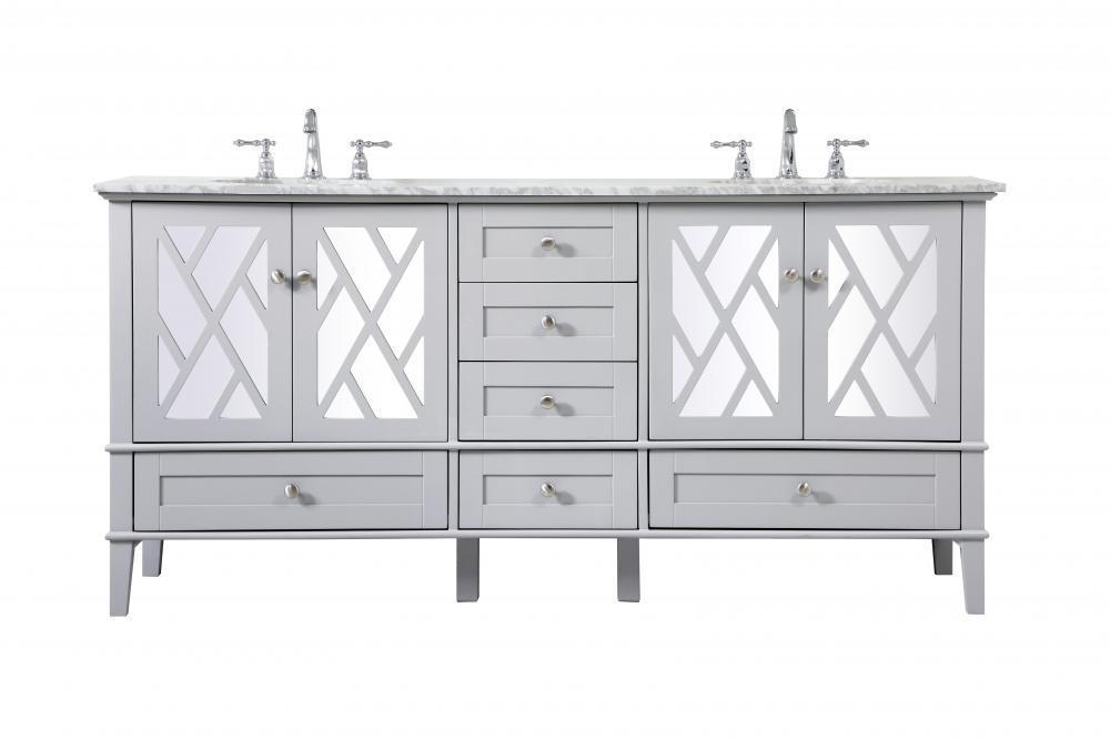 Elegant Decor Luxe 72 Inch Double Bathroom Vanity Set In Grey Model: VF30272DGR