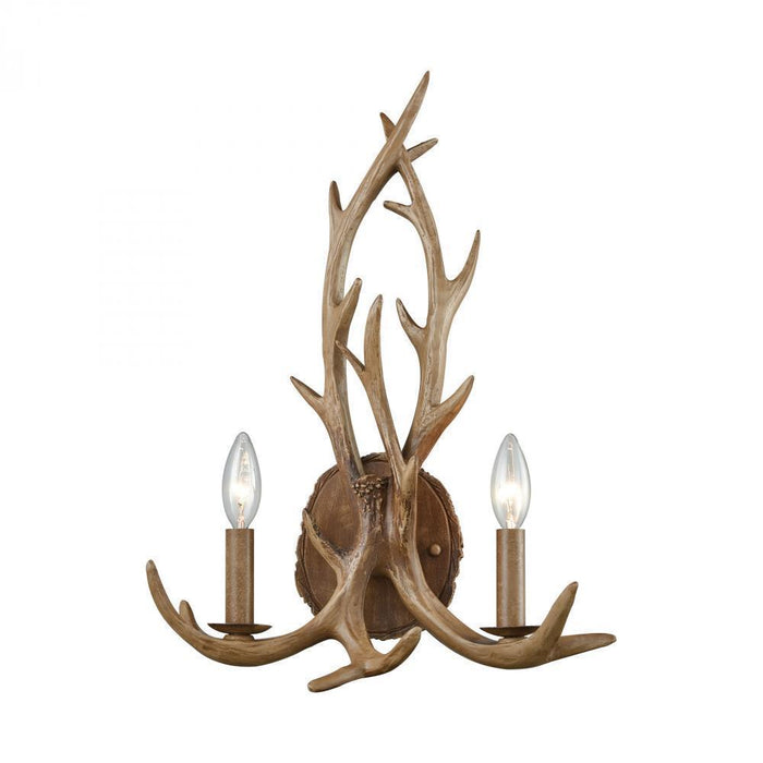 Elk 2 Light Wall Lamp In Wood Brown Model: 16313/2