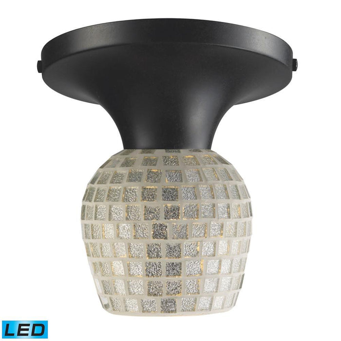 Elk Celina 1 Light Semi Flush In Dark Rust With Model: 10152/1DR-SLV-LED