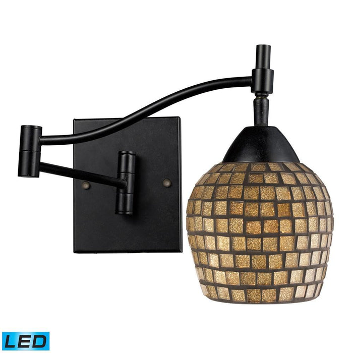 Elk Celina 1 Light Swingarm Wall Lamp In Dark Model: 10151/1DR-GLD-LED