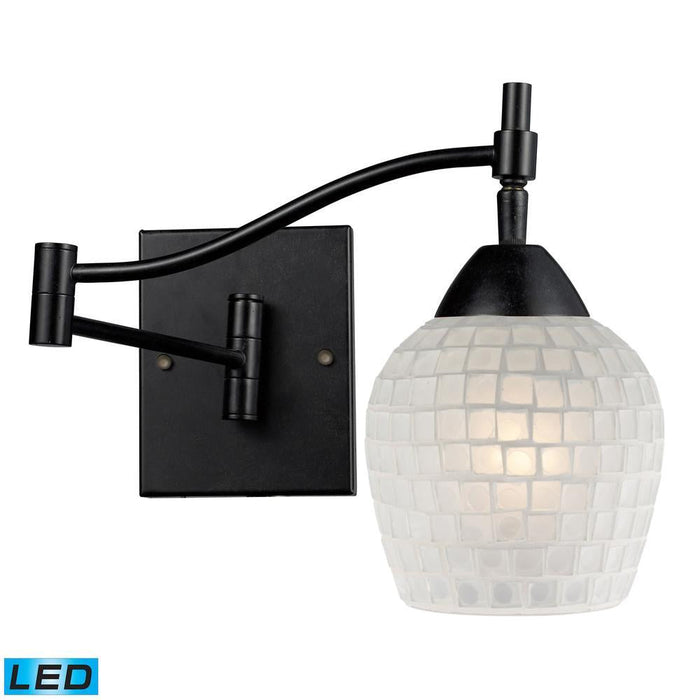 Elk Celina 1 Light Swingarm Wall Lamp In Dark Model: 10151/1DR-WHT-LED