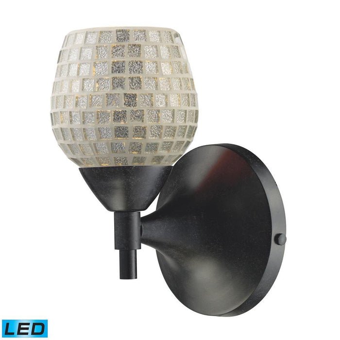 Elk Celina 1 Light Wall Lamp In Dark Rust With Model: 10150/1DR-SLV-LED