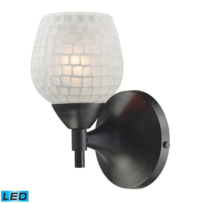 Elk Celina 1 Light Wall Lamp In Dark Rust With Model: 10150/1DR-WHT-LED