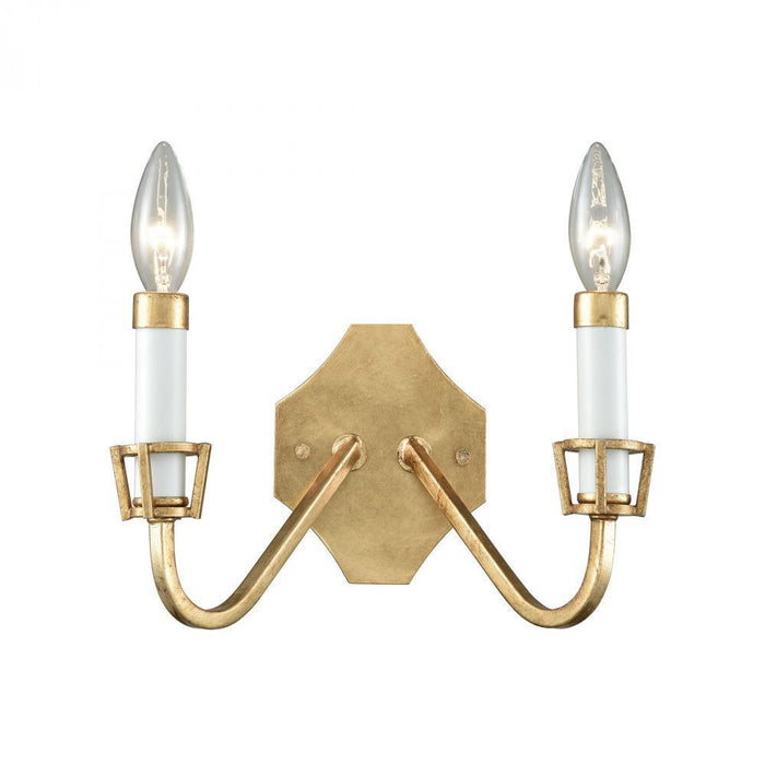 Elk Ceramique 2 Light Wall Lamp In Antique Gold Model: 33051/2